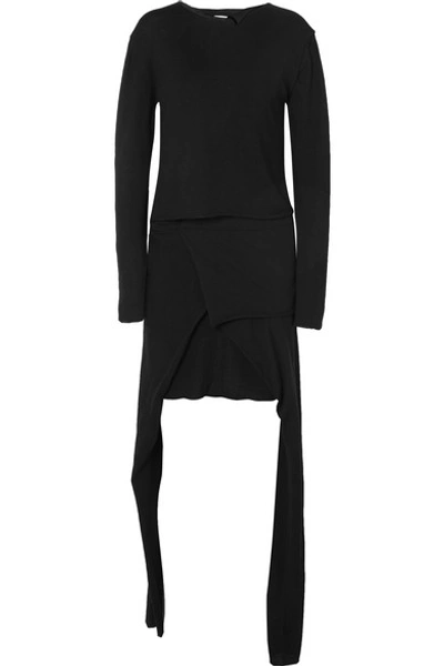 Shop Jw Anderson Asymmetric Wool Dress In Black