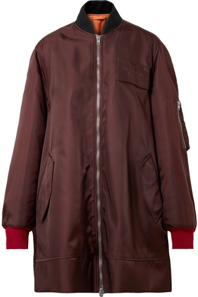 Shop Calvin Klein 205w39nyc Oversized Satin-twill Bomber Jacket In Merlot