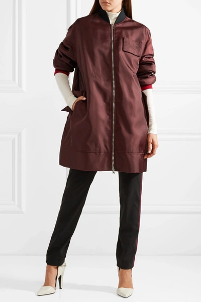 Shop Calvin Klein 205w39nyc Oversized Satin-twill Bomber Jacket In Merlot