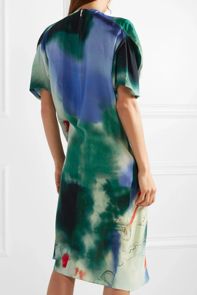 Shop Lemaire Printed Silk Dress In Green