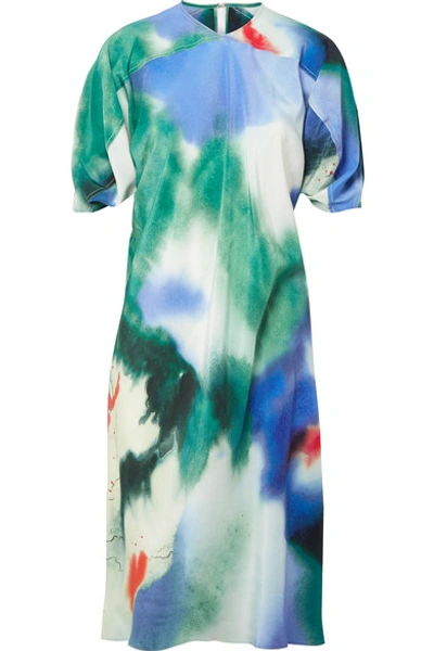 Shop Lemaire Printed Silk Dress In Green