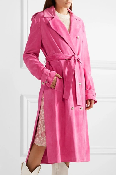 Shop Calvin Klein 205w39nyc Suede Trench Coat In Fuchsia