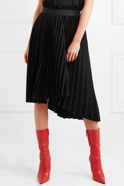 Shop Balenciaga Fancy Intarsia Asymmetric Pleated Crepe Skirt In Usd