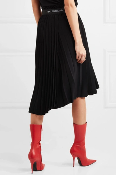 Shop Balenciaga Fancy Intarsia Asymmetric Pleated Crepe Skirt In Usd