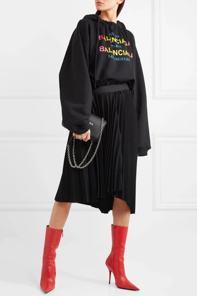 Shop Balenciaga Fancy Intarsia Asymmetric Pleated Crepe Skirt In Usd