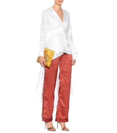 Shop Johanna Ortiz Florinda Silk Trousers In Red