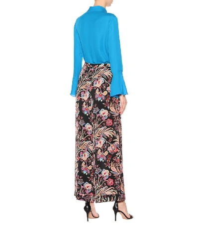 Shop Etro Printed Crêpe Trousers In Multicoloured