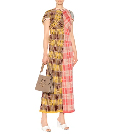 Shop Marni Plaid Cotton Jersey Dress In Multicoloured