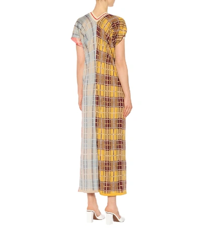 Shop Marni Plaid Cotton Jersey Dress In Multicoloured