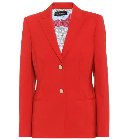 Shop Versace Stretch Wool Blazer In Red