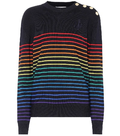 Shop Jw Anderson Striped Wool Sweater In Blue