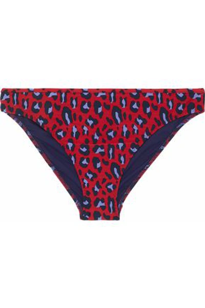 Shop Stella Mccartney Woman Leopard-print Low-rise Bikini Briefs Red
