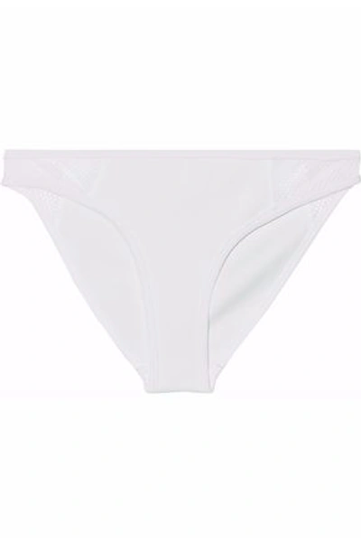 Shop Stella Mccartney Woman Mid-rise Mesh-paneled Neoprene Bikini Briefs White