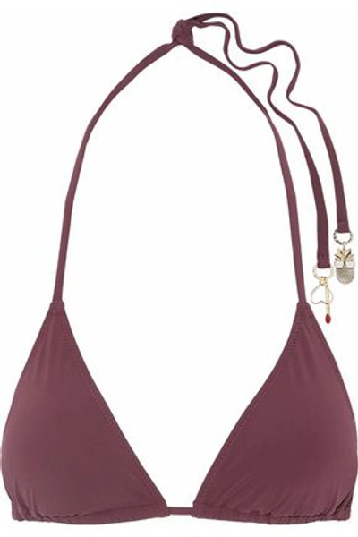 Shop Stella Mccartney Woman Embellished Triangle Bikini Top Claret