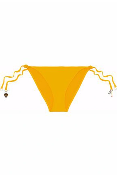 Shop Stella Mccartney Woman Embellished Low-rise Bikini Briefs Marigold