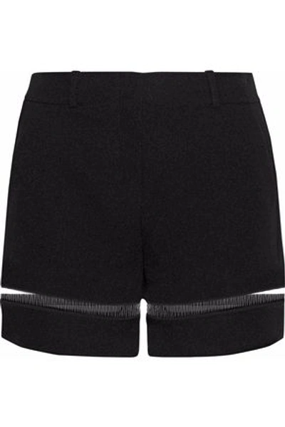 Shop Alexander Wang Woman Pvc-paneled Cutout Crepe Shorts Black