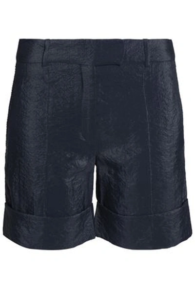 Shop Nina Ricci Woman Crinkled Satin-crepe Shorts Navy
