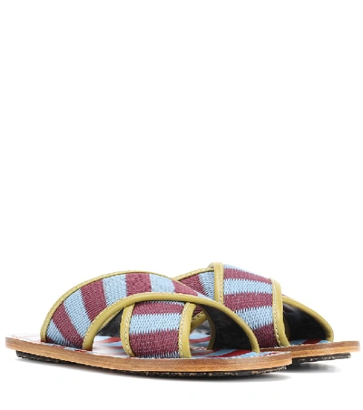 Shop Marni Striped Sandals In Multicoloured