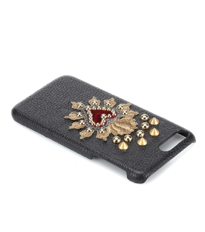 Shop Dolce & Gabbana Leather Iphone 7 Plus Case In Black