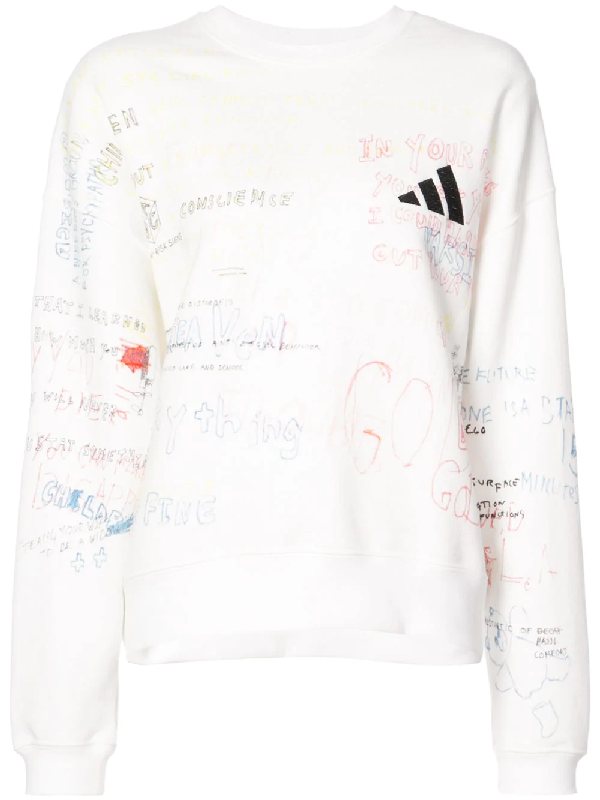 Yeezy Season 5 Handwriting Crew Sweater In White | ModeSens