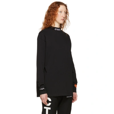 Shop Heron Preston Black Long Sleeve Style T-shirt In 1001 Blk/wh