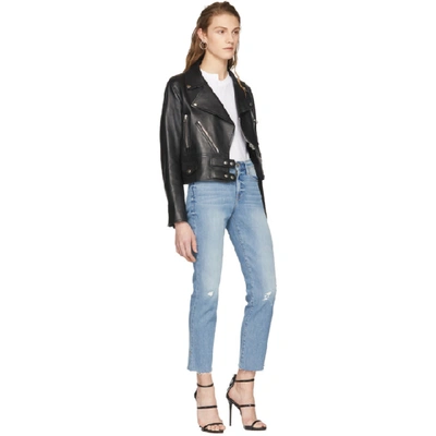 Shop Frame Blue Le High Straight Jeans In Surrey