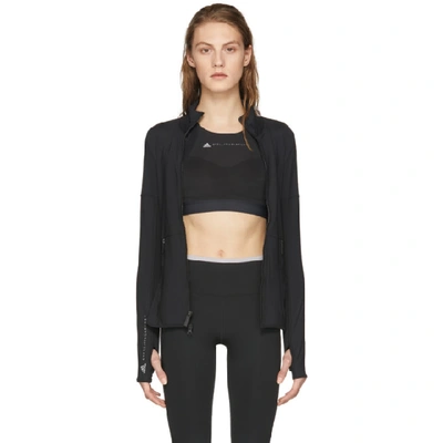 Shop Adidas By Stella Mccartney Black Essentials Midlayer Zip-up Jacket