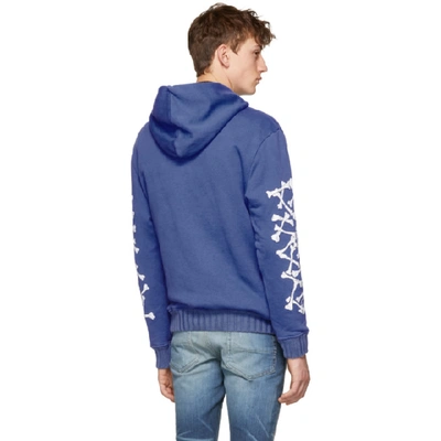 Shop Amiri Blue Bones Hoodie