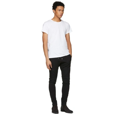 Shop Balmain Black Mix Fabric Lounge Pants