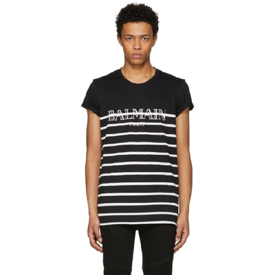 Shop Balmain Black & White Sailor T-shirt