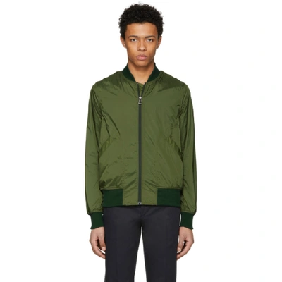 Shop Ps By Paul Smith Green Lightweight Nylon Bomber Jacket In 35.green