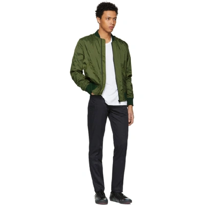 Shop Ps By Paul Smith Green Lightweight Nylon Bomber Jacket In 35.green