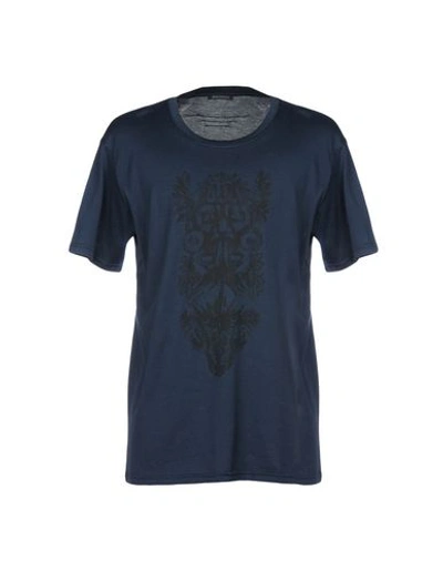 Shop Balmain Man T-shirt Midnight Blue Size S Cotton In Dark Blue