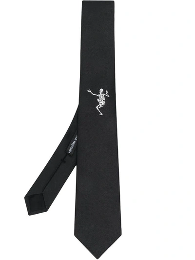 Shop Alexander Mcqueen Krawatte Mit Aufgesticktem Skelett In Black