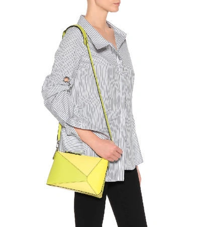 Shop Loewe Puzzle Mini Leather Shoulder Bag In Yellow