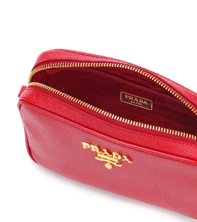 Shop Prada Saffiano Leather Crossbody Bag In Red