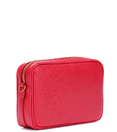 Shop Prada Saffiano Leather Crossbody Bag In Red