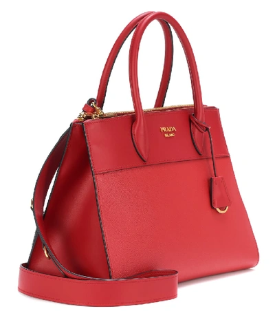 Shop Prada Paridgme Leather Shoulder Bag In Red