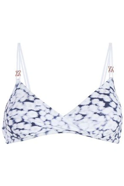 Shop Heidi Klum Swim Woman Twist-accented Priunted Bikini Top Blue