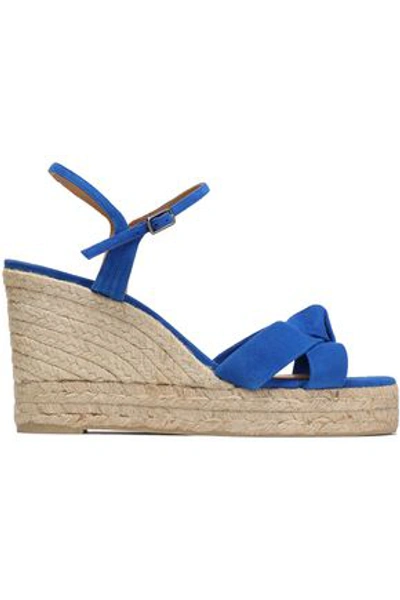 Shop Castaã±er Woman Knotted Suede Espadrille Wedge Sandals Blue