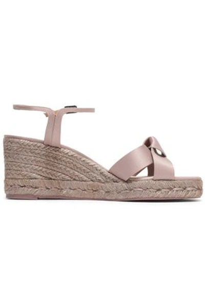 Shop Castaã±er Woman Becca Knotted Satin Espadrille Wedge Sandals Taupe