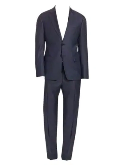 Shop Emporio Armani G-line Wool Sharkskin Suit In Midnight