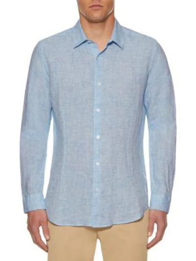Shop Orlebar Brown Morton Tailored Linen Button-down Shirt In Heron