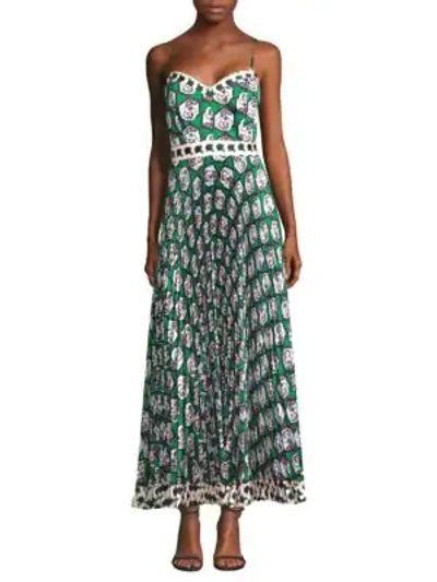 Shop Milly Stencel Floral-print Dress In Green Multi