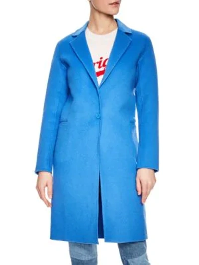 Shop Sandro Dilan Wool Coat In Cerulean Blue