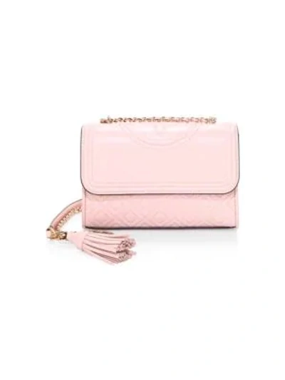Shop Tory Burch Small Fleming Leather Shoulder Bag In Shell Pink