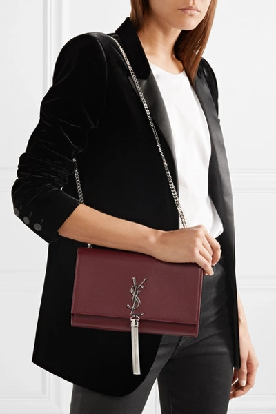 Shop Saint Laurent Monogramme Kate Medium Leather Shoulder Bag In Merlot