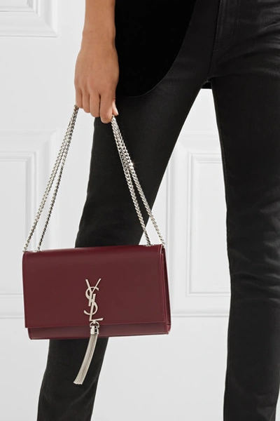 Shop Saint Laurent Monogramme Kate Medium Leather Shoulder Bag In Merlot