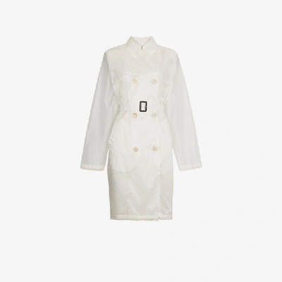 Shop Prada Transparent Trench Coat In White