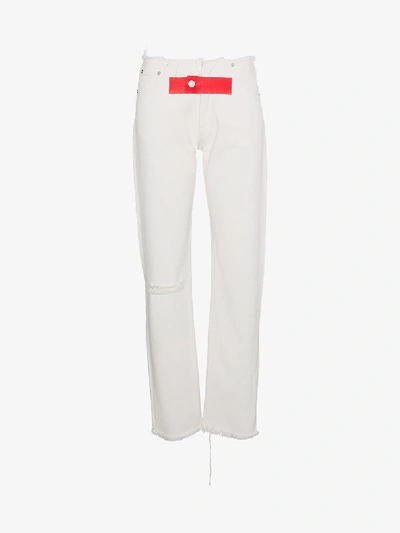 Shop Alyx Raw Trims Straight Leg Jeans In White